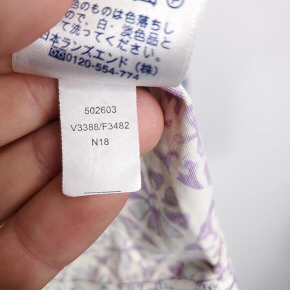 Lands End Top Womens Small Long Sleeve Stretchy Flower All OVer Maximalist Print - Picture 7 of 8